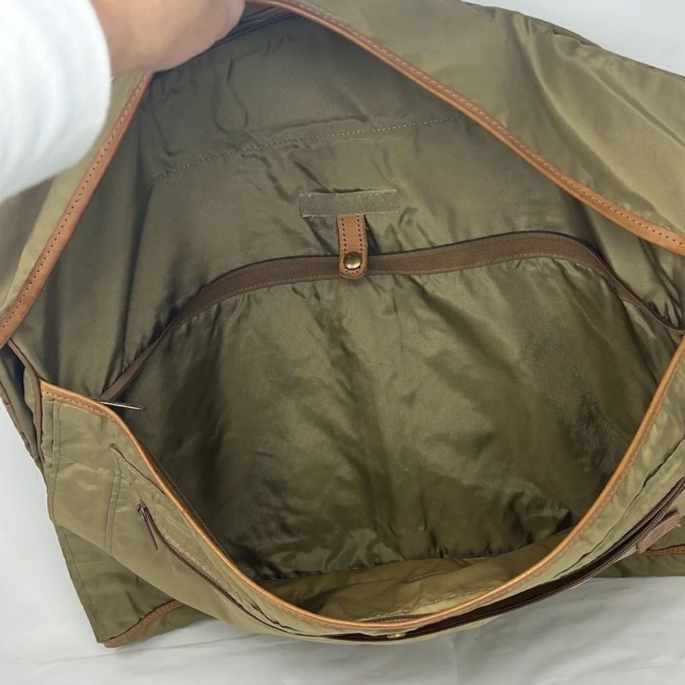 Vintage HARTMANN Lightweight Garment Travel Bag Tan Nylon & Leather Trim